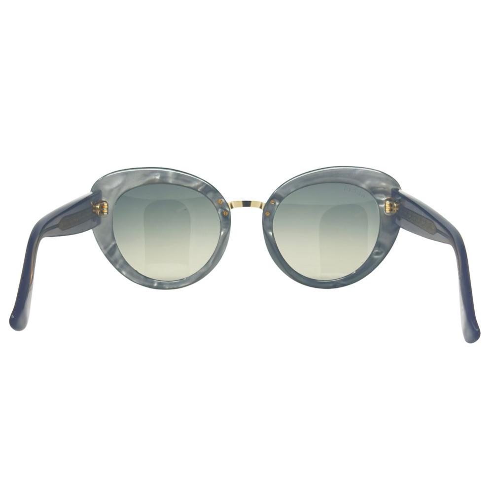 Gucci Sunglasses GG Logo Interlocking Gold‎ Tone Gray Marble Oversize Cat-Eye - Picture 5 of 8